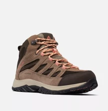 NIB COLUMBIA 1765401-231 WOMEN'S CRESTWOOD MID WATERPROOF CORDOVAN/MUD BOOTS