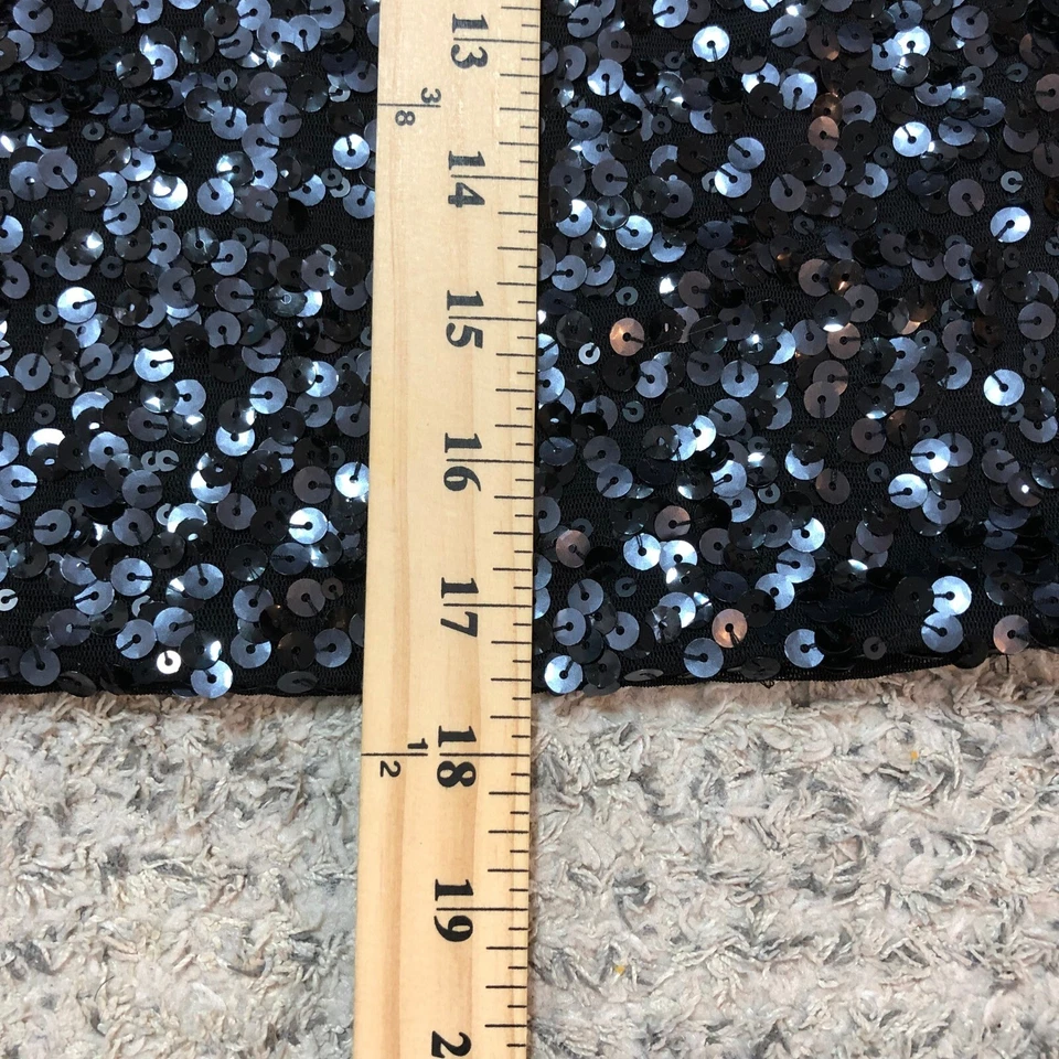 Blusa sin mangas Express de lentejuelas para mujer mediana sin mangas fiesta brillante negra Foto 3 de 4