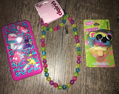 Claire s Candy Play Makeup Phone Lip Gloss Backpack Keychain Clip Jewelry Lot