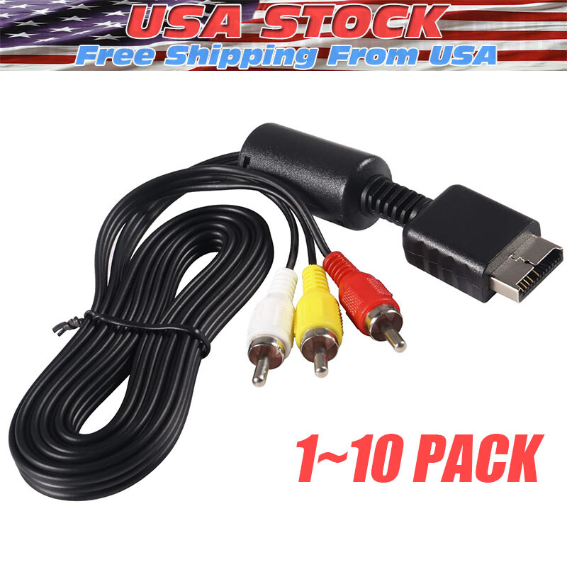 6 Feet AV to RCA Audio Video Composite Cable Cord For Sony PS1 PS2 PS3 PS3 Slim