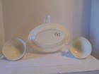 Vintage 1950's USA Edwin M Knowles Floral Oval Platter & 2 Coffee Cups — photo 4