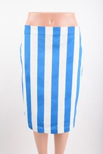 Boden Womens Danby Pull On Skirt UK 12L US 8L 8 Tall Blue White Striped NWT