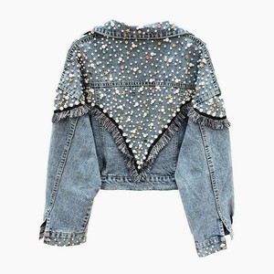pearl trim denim jacket
