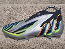 Adidas Predator Edge+ FG Soccer Cleat Silver Metallic Black HR1560 Sz 7.5 RARE