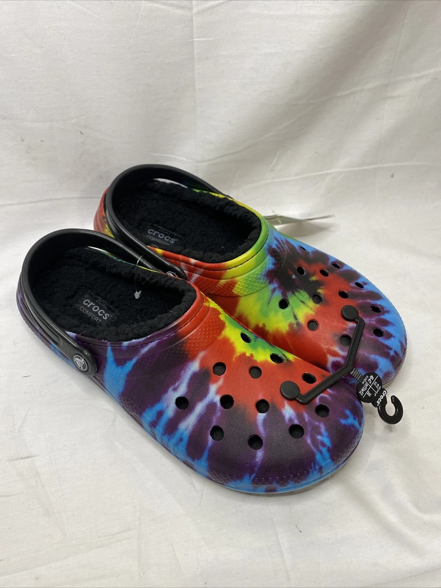 Crocs Classic Sherpa Lined Tie Dye Clogs Sandal Shoes Men Size 10 Women 12