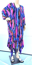 VTG Colorful Silk Sequin Beaded Dress 1920s Flapper Style BOHO - 2 Piece - M/L