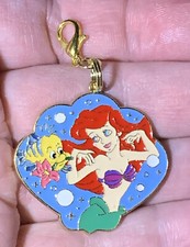 Gold Ariel  Flounder The Little Mermaid Shell Zipper Pull Keychain Add On Clip