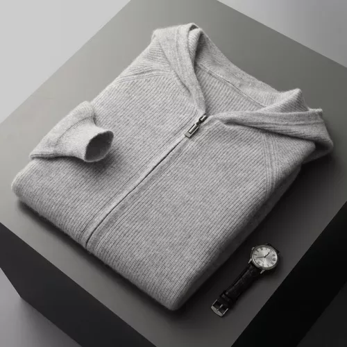 Cardigan uomo puro cashmere con cappuccio autunno maglia giacca maglione spesso tempo libero - Foto 21 di 27