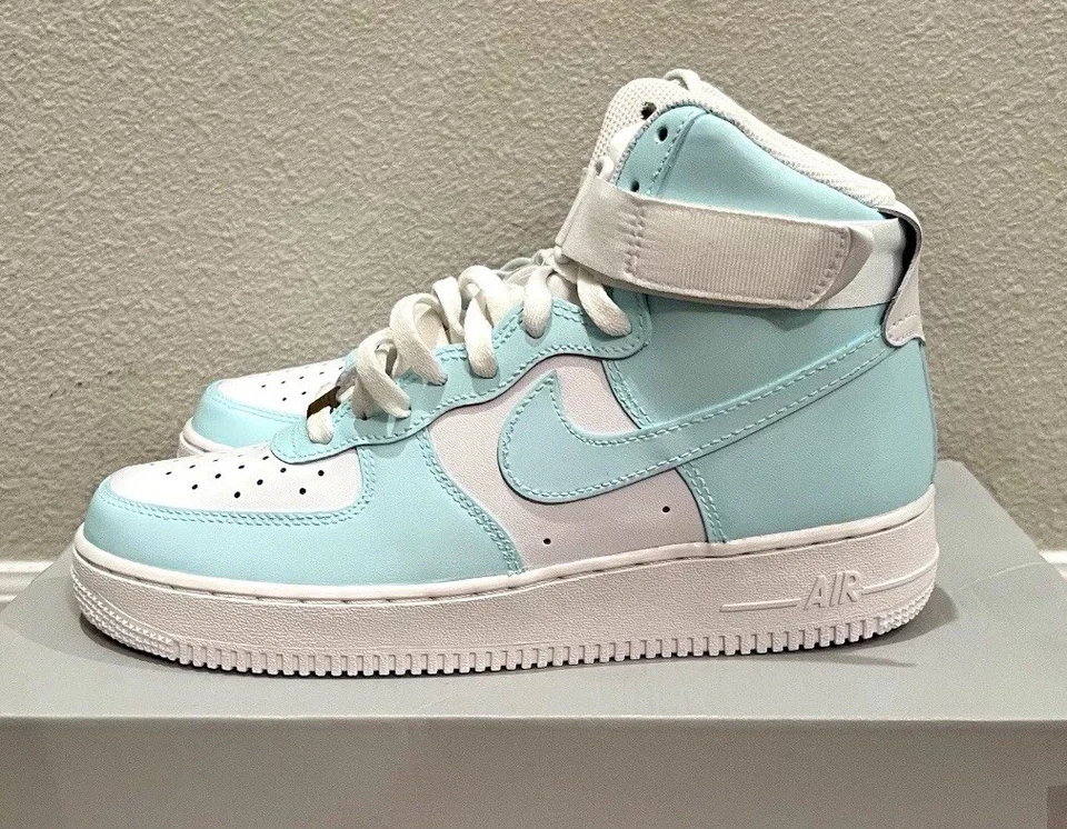 🥶 Icy Blue - Customized Nike Air Force 1 '07 High - Mens 8 / Women’s 9.5 - Image 2 of 4