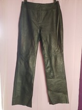 EUC Apostrophe Black Leather Pants Straight Leg Biker Womens Size 10