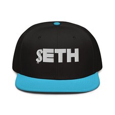 ETH Ethereum Ticker Cryptocurrency Snapback Hat Flat Bill Cap