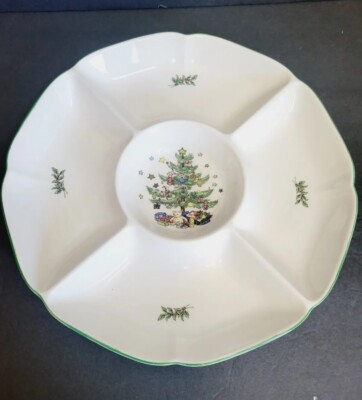 Nikko Christmastime Hors D'Oeuvre Chip Dip Veggie Divided Platter Tray UNUSED