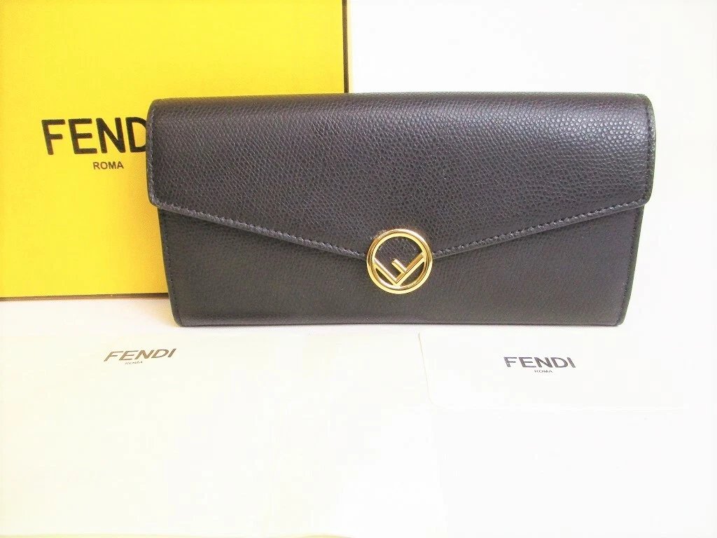 Fendi Baguette Continental Leather Wallet in Black