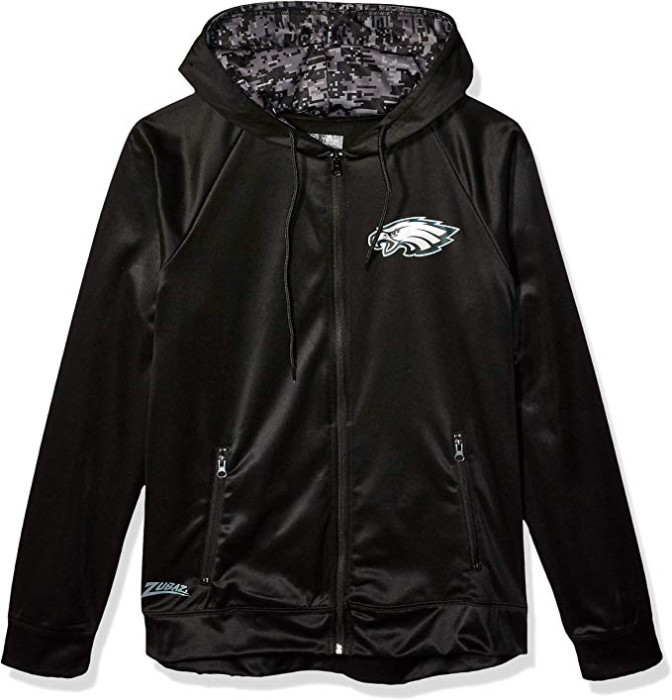 Мужская толстовка Zubaz NFL Philadelphia Eagles с цифровым камуфляжным капюшоном на молнии, черный
