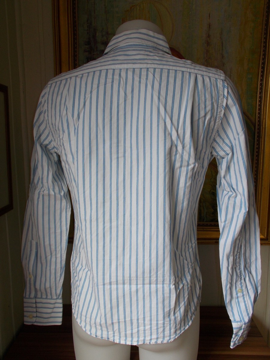 Chemise Hollister « Californie » à Rayures Fines Bleu Et Blanc - Taille 40" - Occasion Très Bon État