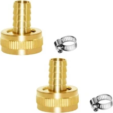 ( 2 ) 1/2" Barbx3/4" Female GHT Thread Swivel Brass Hose  Connector w/ Clamps