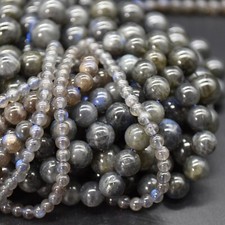 Black Labradorite Round Beads - 4mm, 6mm, 8mm, 10mm - 14", for Jewellery Making