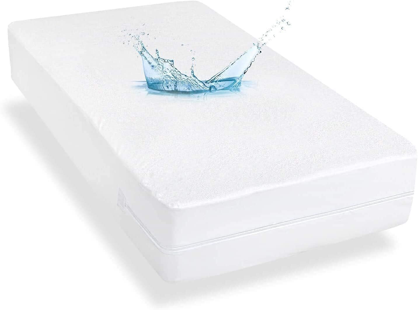 Twin Mattress Protector Waterproof Zippered,Ultra Soft Terry Surface, 6-Side ...