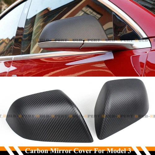 For 2017-25 Tesla Model 3 Direct Add-on Matt Carbon Fiber Side Mirror Covers Cap