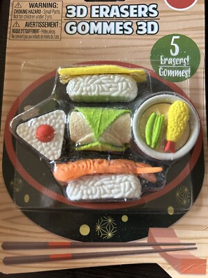 INC. 3D SUSHI Erasers 5 Pack Can Use For Miniature Diorama Props- VERY NICE!!!!