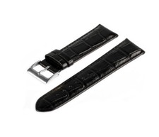 Orologi Cuoio Fascia Braccio Nero Lavorazione a Coccodrillo Fibbia ad Ardiglione