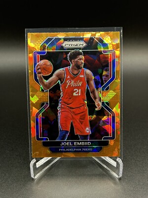 2021-22 Panini Prizm Joel Embed #176 Orange Cracked Ice Philadelphia 76ers   