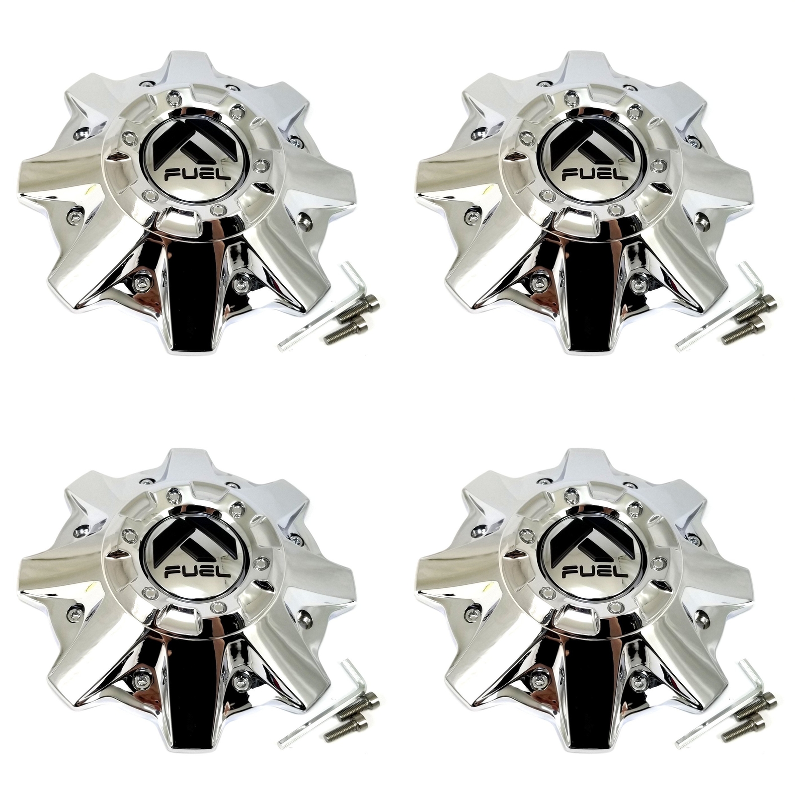 4 Fuel OffRoads Chrome Center Caps for 8L Krank D516 Octane D509