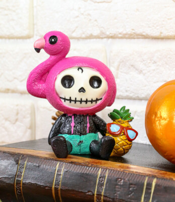 Ebros Furrybones Tropical Pineapple Pink Flamingo Diva Star Figurine Small 3.25''