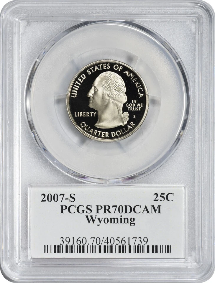 2007-S Flag Clad Wyoming State Quarter WY PR70DCAM PCGS Proof 70 Deep Cameo - Image 2 of 2