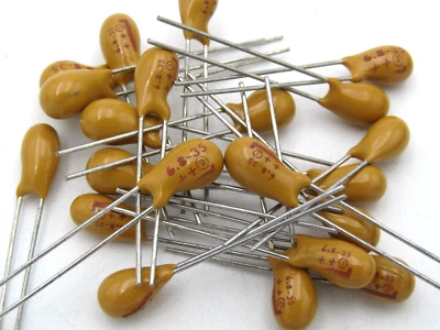 ( 10 PCS ) Sprague 6.8uF 35V 10% Dipped Tantalum Capacitors -- NOS