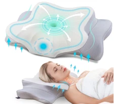 Cervical Neck Support Pillow Memory Foam Ergonomic &Pillowcase Back Side Stomach