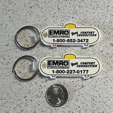 Lot of 2 EMRO Propane Company Keychains Key Rings #46001