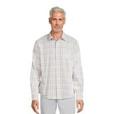George Men's Poplin Button Up Plaid Shirt 2XL