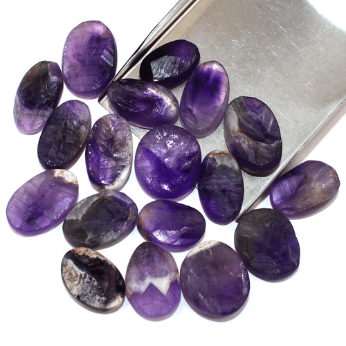 18 Pcs Natural Brazilian Amethyst Raw Face 19mm-24mm Oval Druzy Loose Gemstones - Picture 8 of 13