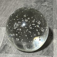 Clear Controlled Bubble Paper weight 3.25&rdquo; tall Glass Vintage Mid Century W21
