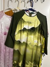 Ao Dai Vietnamese Silk My nhat, Designer Flowers Long Dress 2xL