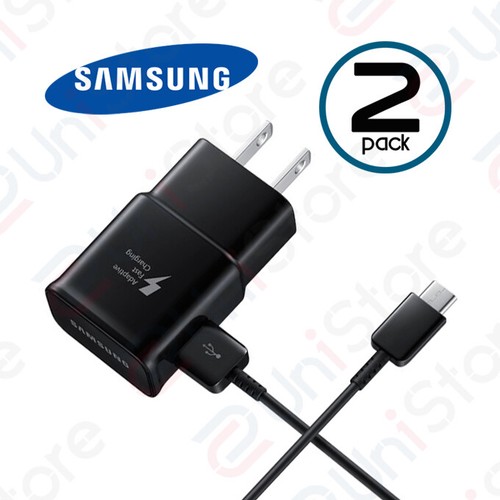 Original Samsung Fast Charger w/ USB Type C Cable for Galaxy S8 S9 Note9- 2 Pack - Picture 1 of 6