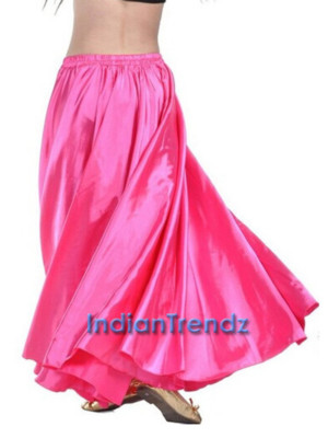 Deep Pink Satin Skirt Full Circle Belly Dance Yard Hem Maxi 36