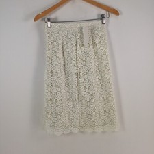 NEW UNiqlo womens skirt size XS white floral lace A-line zip 062539
