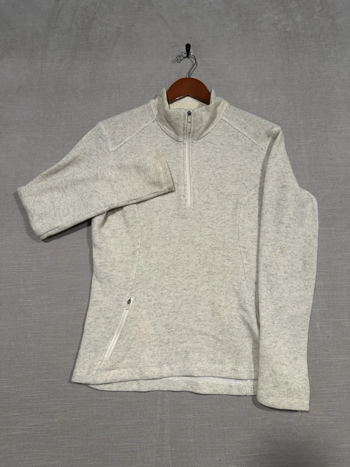 Suéter Mountain Hardwear 1/4 Cremallera Mujer Manga Larga Cuello Alto Mediano Lana Marfil Foto 2 de 4