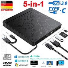 USB 3.0 Externes CD/DVD Laufwerk Brenner Player mit Type C für Laptop PC Schwarz