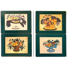 Pimpernel England Theorems Set 4 Cork Back Placemats Fruit Basket Design w/Box