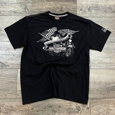 Harley Davidson Texas Maverick Eagle Bull Skull Black TShirt Made in USA Mens XL