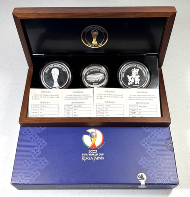 2002 FIFA World Cup KOREA-JAPAN Silver Proof Medal 3pc Set