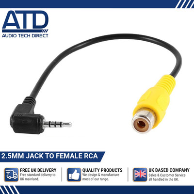 2,5 mm Cinch-Kabel DVR Armaturenbrett Rückfahrkamera Eingang AV-Stecker gelb Klinke Adapter