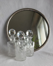 Lot de 3 flacons anciens en verre taillé – fond étoile – fin XIXe