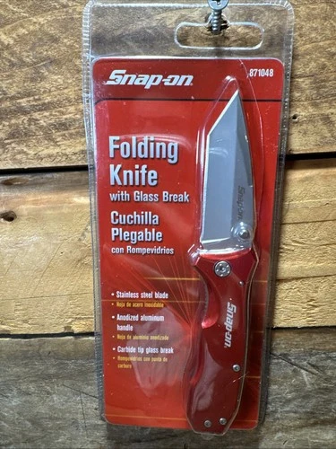 Snap-On Folding Knife with Glass Break Brand New in Package Red Handle
