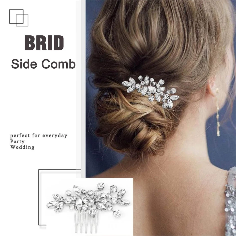 Pettine Sposa per Capelli Con Fiori Di Perle Cristallo Accessori Capelli Sposa P - Immagine 3 di 4