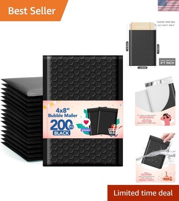 Black Bubble Mailers 4x8 , 200 Pack - Secure Self-Seal Shipping Solution