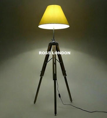 Designer Vintage Look Maritim Schirm Lampe Royal Classic Tripod Stand Stehlampe